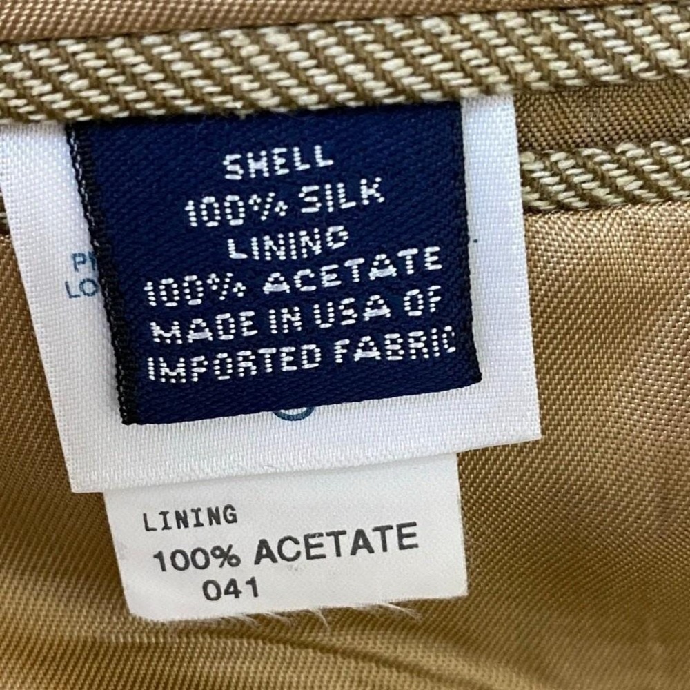 Vintage Y2K Lands End Silk Blazer Sport Coat Men 42L Gold Tan Preppy USA Made - Picture 7 of 13